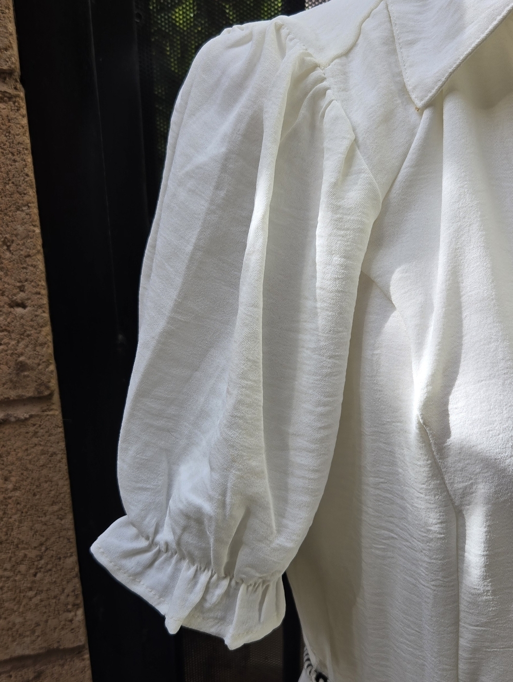 Hint Of Blush Women's Cream Button-Front Shirt Dress with Decorative Tie - Picture 2 of 10